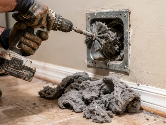 Certified North Miami Dryer Vent Cleaning technician performing dryer vent cleaning in North Miami